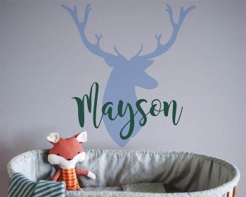 Personalised Deer Antlers Name Wall Decal Personalised Deer Antlers Name Wall Decal